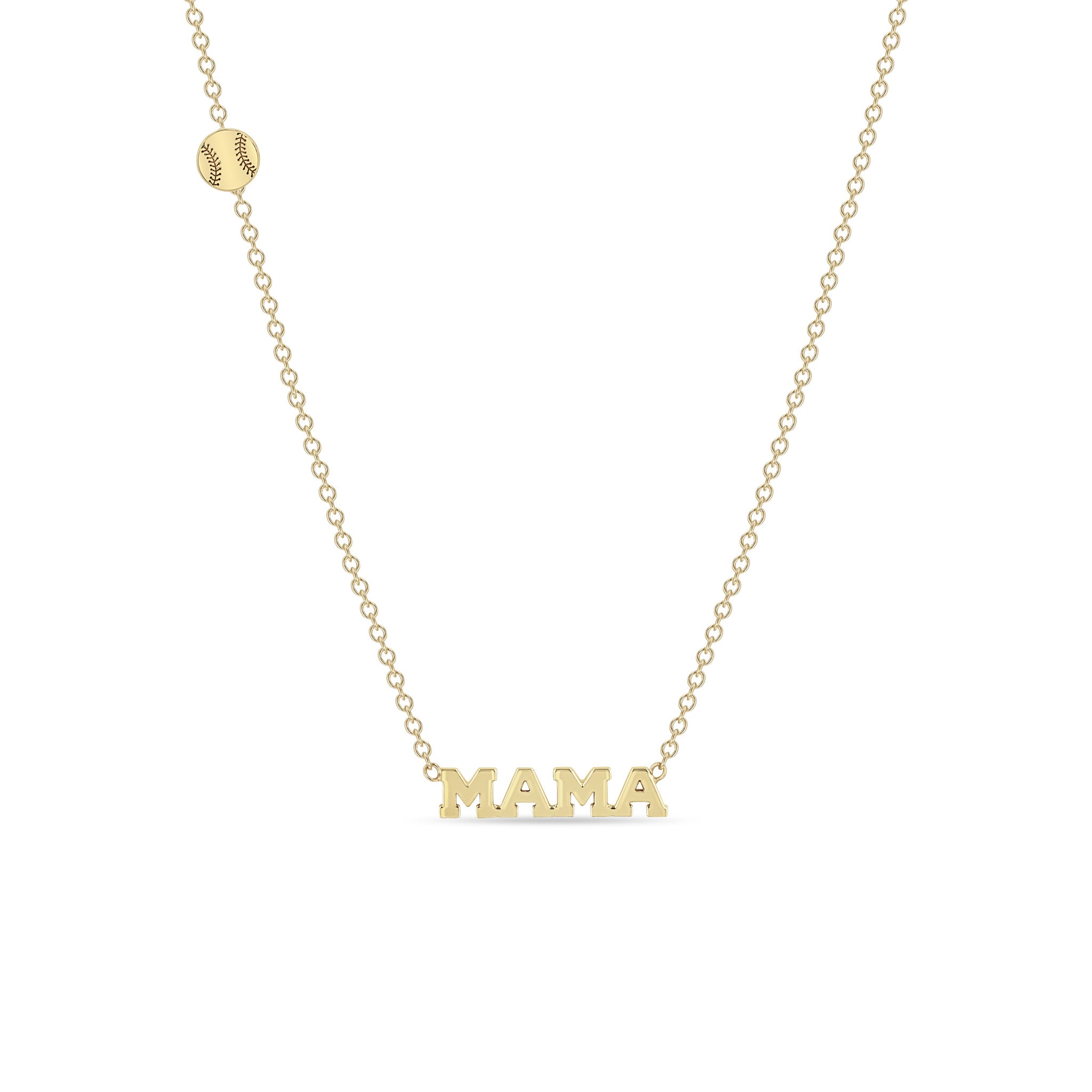 Zoë Chicco 14k Gold Itty Bitty Sports Mama Necklace with a Baseball