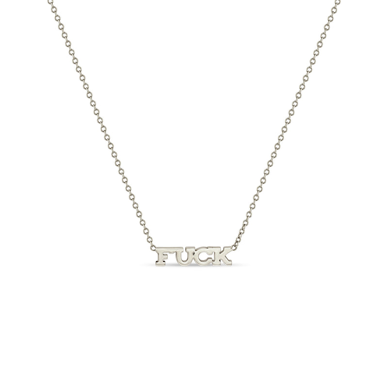 Zoë Chicco 14k White Gold Itty Bitty FUCK Necklace