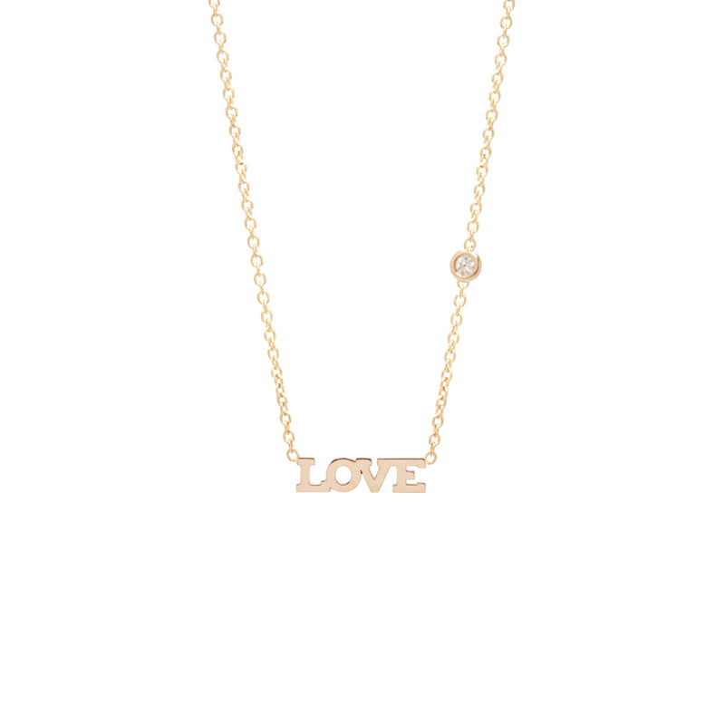 14k itty bitty LOVE necklace with floating diamond - SALE