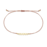 Zoë Chicco 14k Gold Itty Bitty MAMA Cord Bracelet in Light Pink