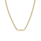 Zoë Chicco 14k Gold Custom Itty Bitty Letters Curb Chain Necklace with the name MADDIE