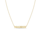 Zoë Chicco 14k Gold Custom Itty Bitty Letters Necklace with the name MADDIE