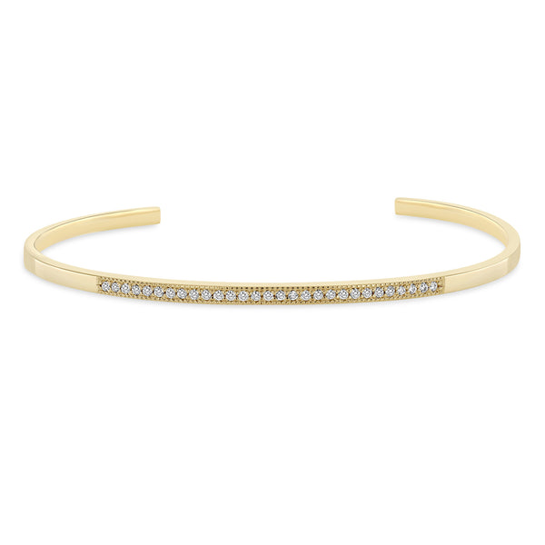 Zoe Chicco 14k gold bracelet with small pave diamonds on a white background