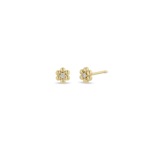 Zoë Chicco 14k Gold Beaded Diamond Flower Stud Earrings