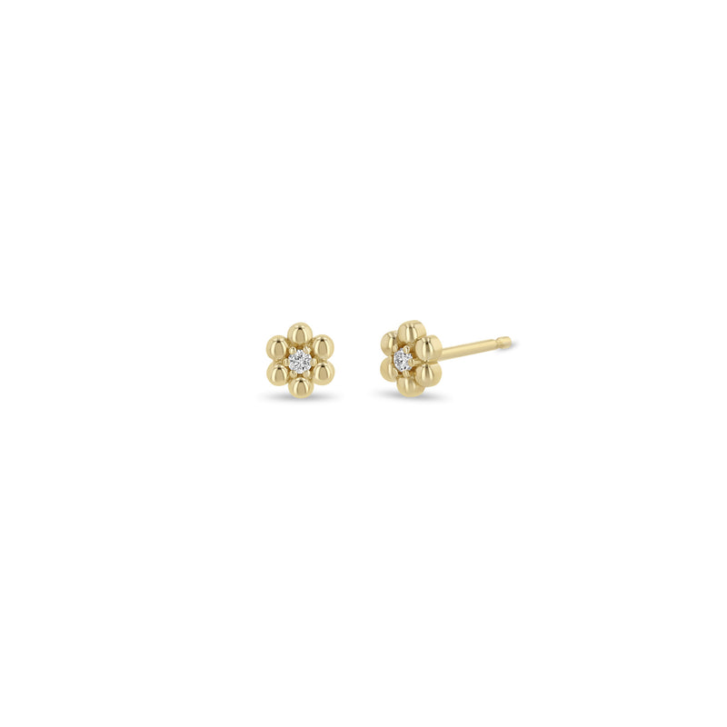 Zoë Chicco 14k Gold Beaded Diamond Flower Stud Earrings