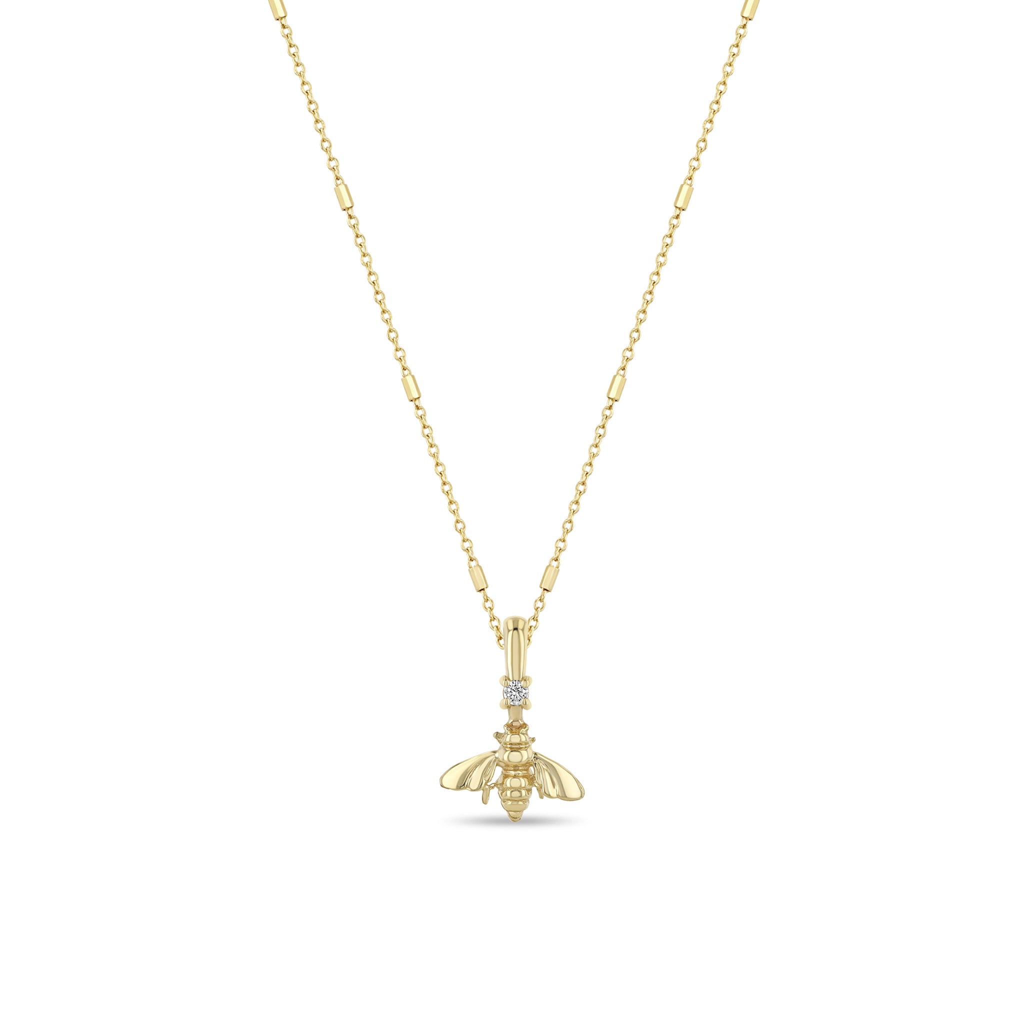 Zoë Chicco 14k Gold Bee & Diamond Pendant Necklace