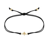 Zoë Chicco 14k Gold Bee Thick Cord Bracelet in Black