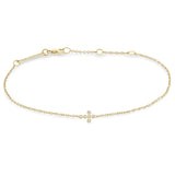 Zoë Chicco 14k Gold Small Horizontal Diamond Bezel Cross Bracelet