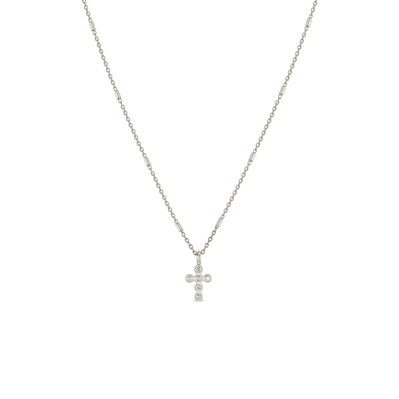 Zoë Chicco 14k Gold Small Diamond Bezel Cross Pendant Necklace