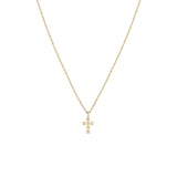 Zoë Chicco 14k Gold Small Diamond Bezel Cross Pendant Necklace