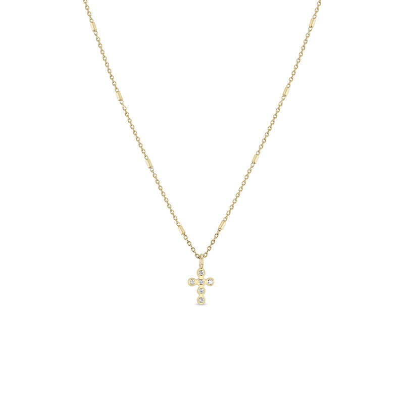Zoë Chicco 14k Gold Small Diamond Bezel Cross Pendant Necklace