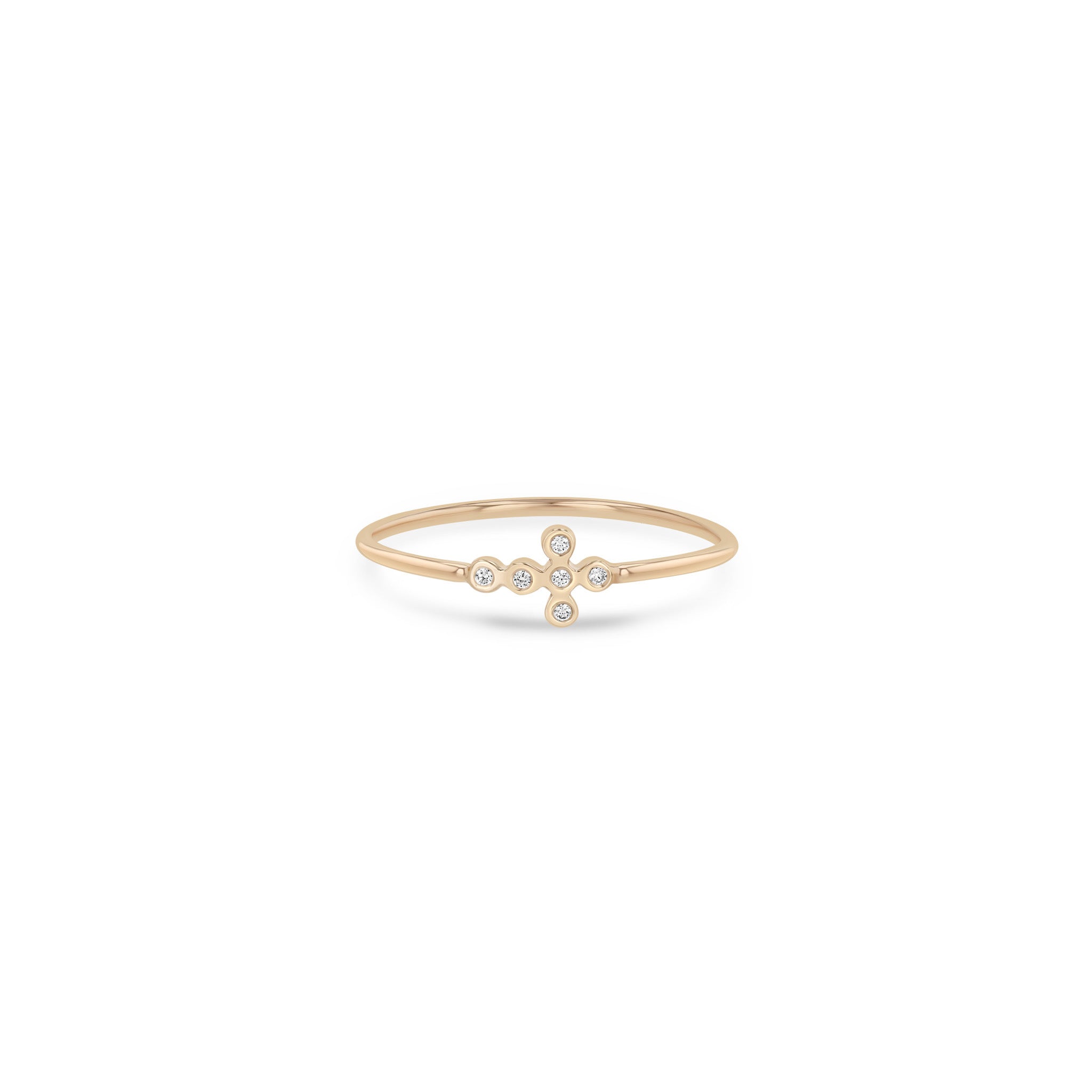 Zoë Chicco 14k Gold Small Horizontal Diamond Bezel Cross Ring