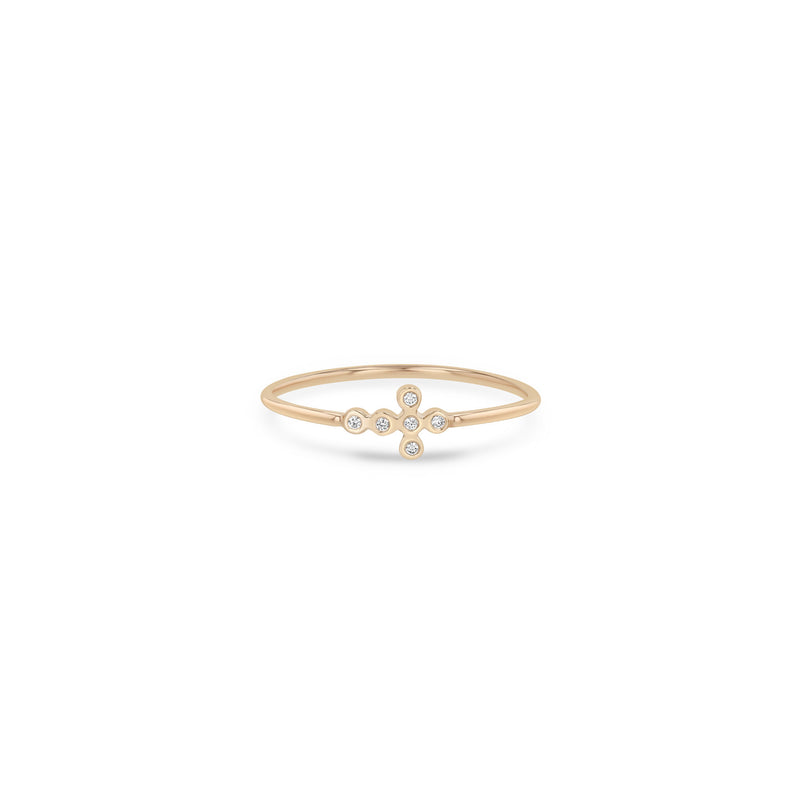 Zoë Chicco 14k Gold Small Horizontal Diamond Bezel Cross Ring