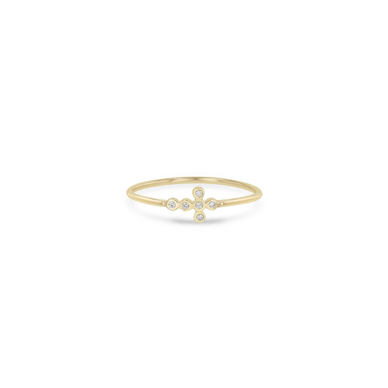 Zoë Chicco 14k Gold Small Horizontal Diamond Bezel Cross Ring