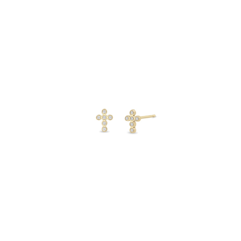 Zoë Chicco 14k Gold Small Diamond Bezel Cross Stud Earrings