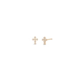 Zoë Chicco 14k Gold Small Diamond Bezel Cross Stud Earrings