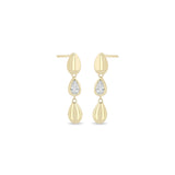 Zoe Chicco 14k gold teardrop shaped dangle earrings with a single diamond on a white background