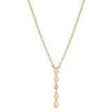Zoe Chicco 14k gold teardrop lariat chain necklace on a white background