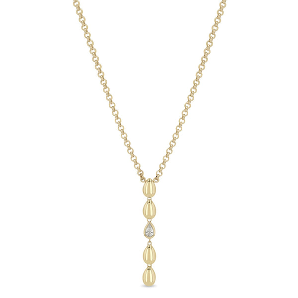 Zoe Chicco 14k gold teardrop lariat chain necklace on a white background