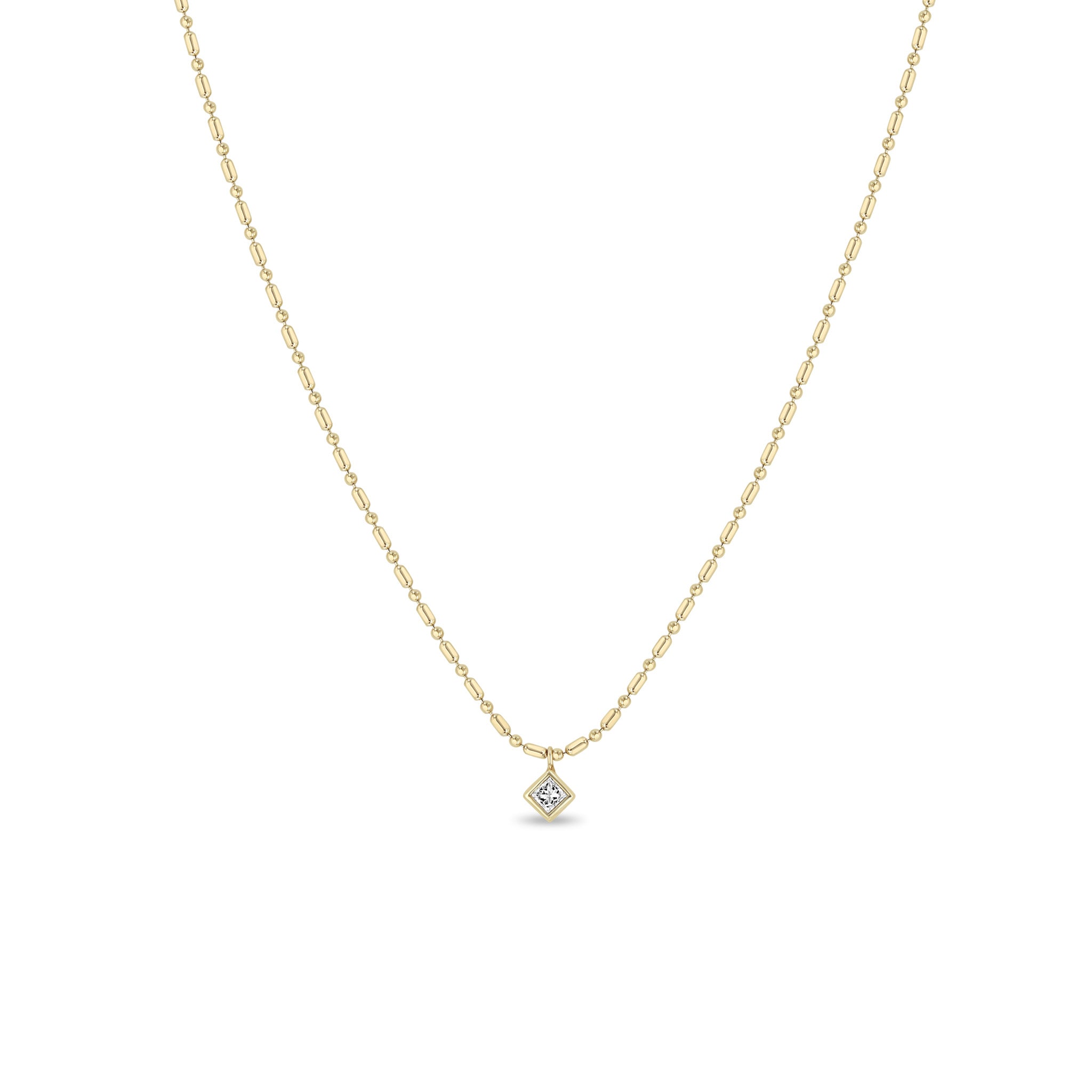 Zoë Chicco 14k Gold Princess Diamond Tube Bar Chain Necklace
