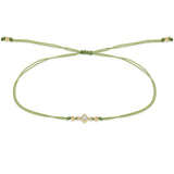 Zoë Chicco 14k Gold Princess Diamond Bezel Light Green Cord Bracelet
