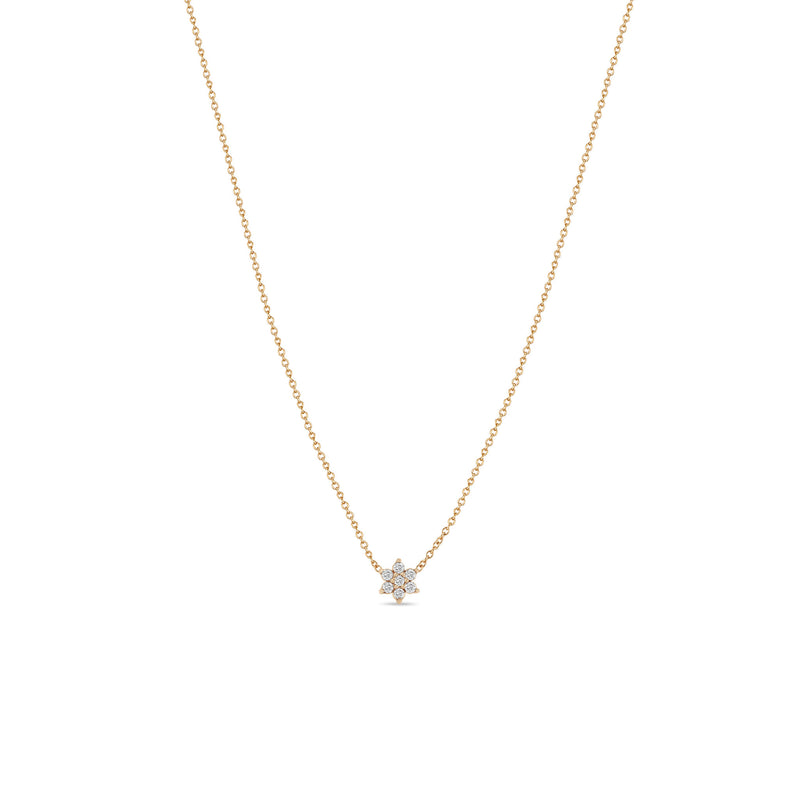 Zoë Chicco 14k Gold Tiny Prong Set Diamond Flower Necklace