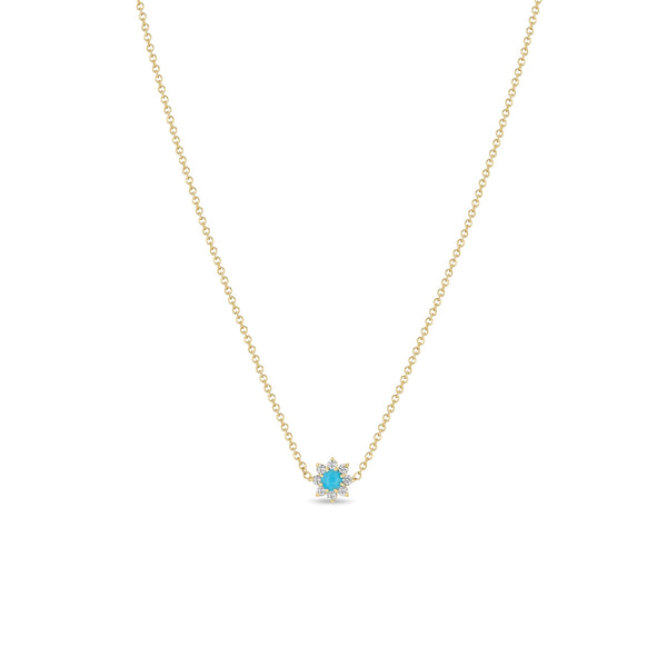 Zoë Chicco 14k Gold Turquoise & Diamond Flower Necklace