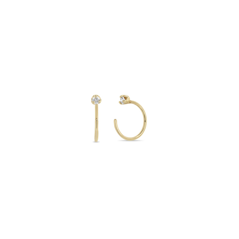 Zoë Chicco 14k Yellow Gold Prong Diamond Reverse Huggie Hoop Earrings