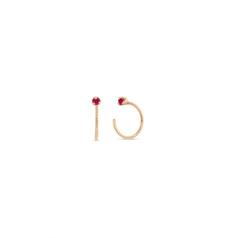 Zoë Chicco 14k Rose Gold Prong Ruby Reverse Huggie Hoop Earrings