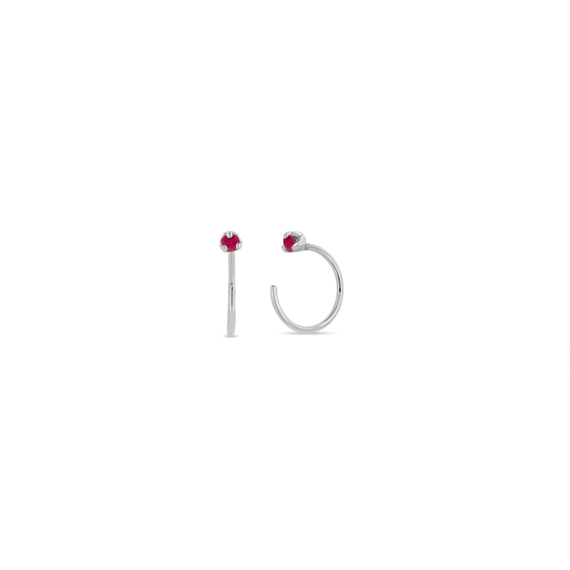 Zoë Chicco 14k White Gold Prong Ruby Reverse Huggie Hoop Earrings