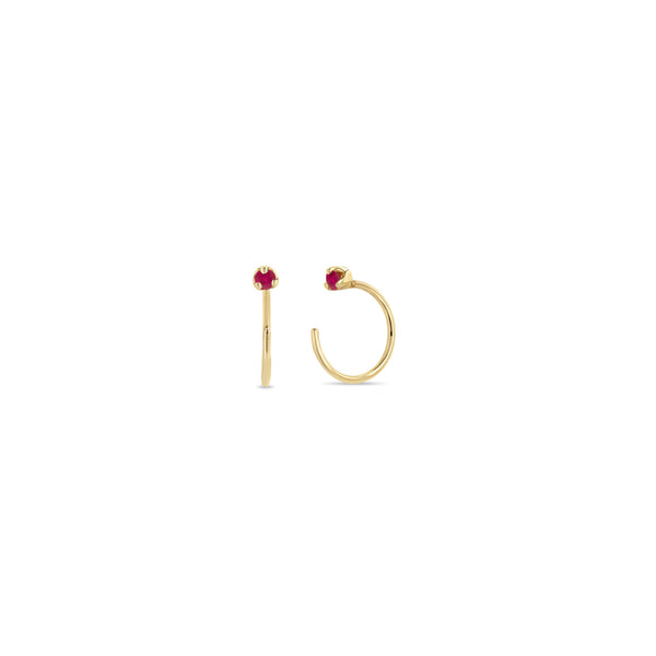 Zoë Chicco 14k Yellow Gold Prong Ruby Reverse Huggie Hoop Earrings