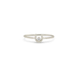 Zoe Chicco 14k white gold small horseshoe ring with a small white diamond on a white background