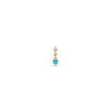 Single Zoë Chicco 14k Gold Prong Turquoise & Short Diamond Tennis Drop Earring