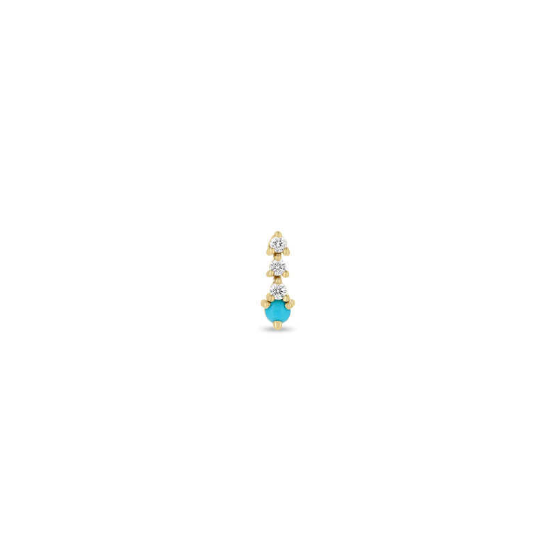 Single Zoë Chicco 14k Gold Prong Turquoise & Short Diamond Tennis Drop Earring