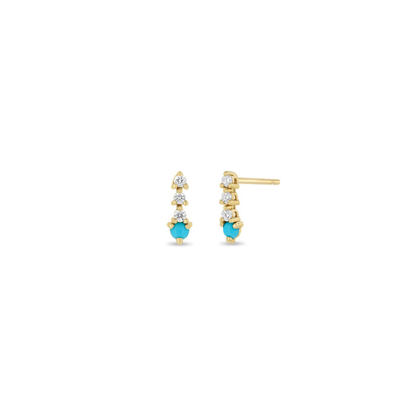 Zoë Chicco 14k Gold Prong Turquoise & Short Diamond Tennis Drop Earrings