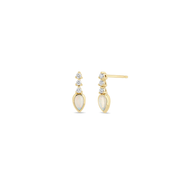 Zoë Chicco 14k Gold Diamond Tennis with Pear Opal Short Drop Earrings