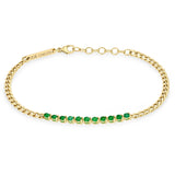 Zoë Chicco 14k Gold Emerald Tennis Segment Small Curb Chain Bracelet