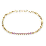 Zoë Chicco 14k Gold Pink Sapphire Tennis Segment Small Curb Chain Bracelet