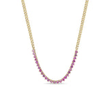 Zoë Chicco 14k Gold Pink Sapphire Tennis Segment Small Curb Chain Necklace