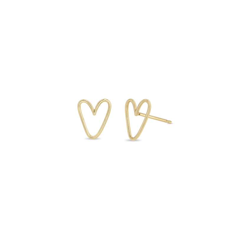 Yellow Gold Gold Open Heart Earrings 14 Karat Yellow Gold Open