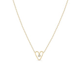 Zoë Chicco 14k Yellow Gold Prong Diamond Tiny Open Heart Necklace