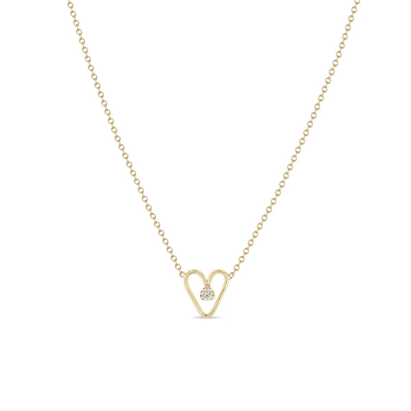 Zoë Chicco 14k Yellow Gold Prong Diamond Tiny Open Heart Necklace