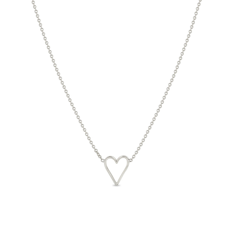 Zoë Chicco 14k White Gold Tiny Open Heart Necklace