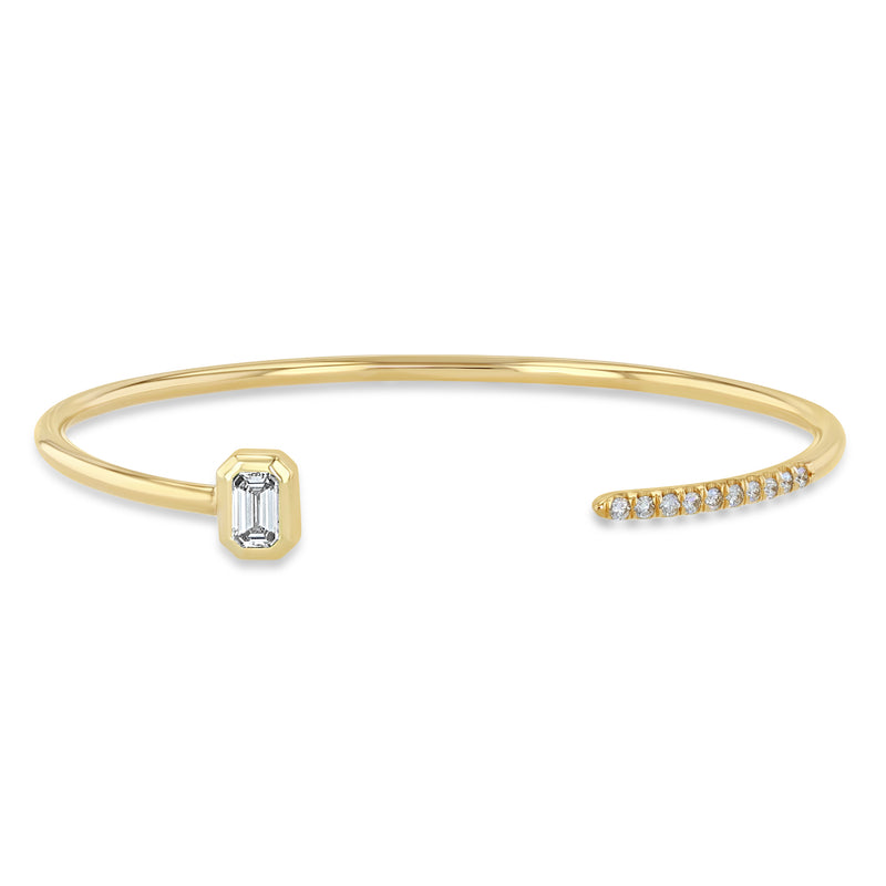 Zoë Chicco 14k Gold Emerald Cut Diamond & Pavé Diamond Cuff Bracelet