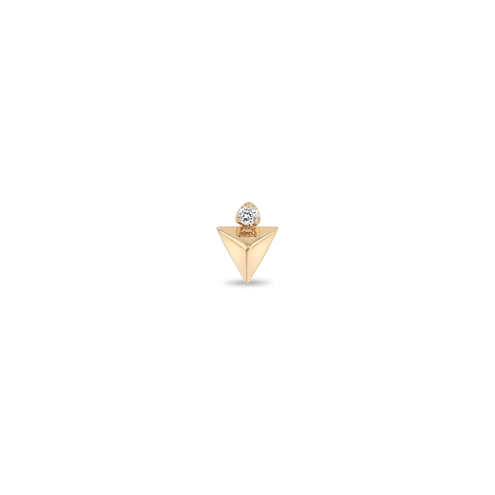 Single Zoë Chicco 14k Gold Diamond & Triangle Pyramid Stud Earring