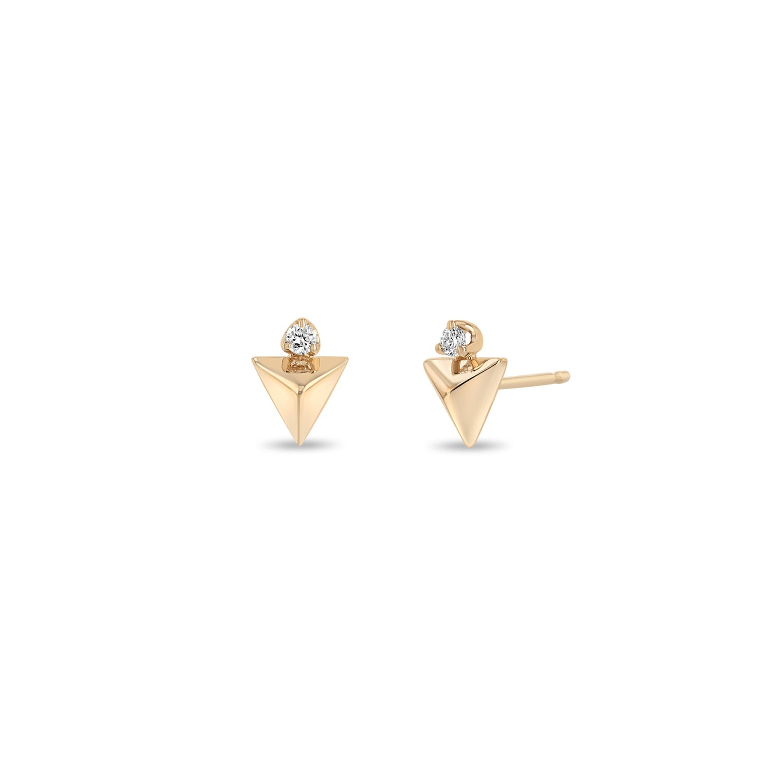 黄色 イエロー ゴールド イヤリング ユニセックス 【 YELLOW ZOE LEV 14K GOLD PYRAMID STUD EARRINGS 】  - レディースジュエリー・アクセサリー