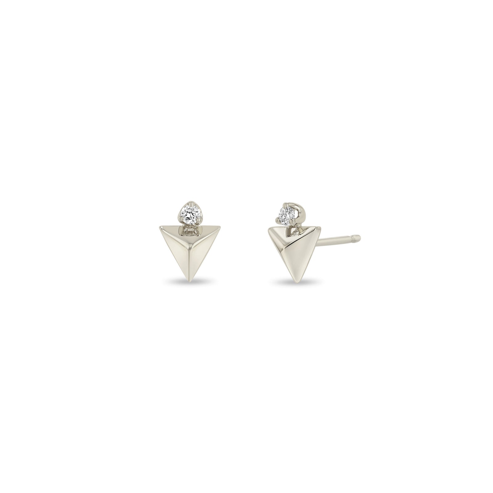 黄色 イエロー ゴールド イヤリング ユニセックス 【 YELLOW ZOE LEV 14K GOLD PYRAMID STUD EARRINGS 】  - レディースジュエリー・アクセサリー