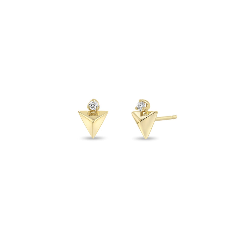 Zoë Chicco 14k Gold Diamond & Triangle Pyramid Stud Earrings
