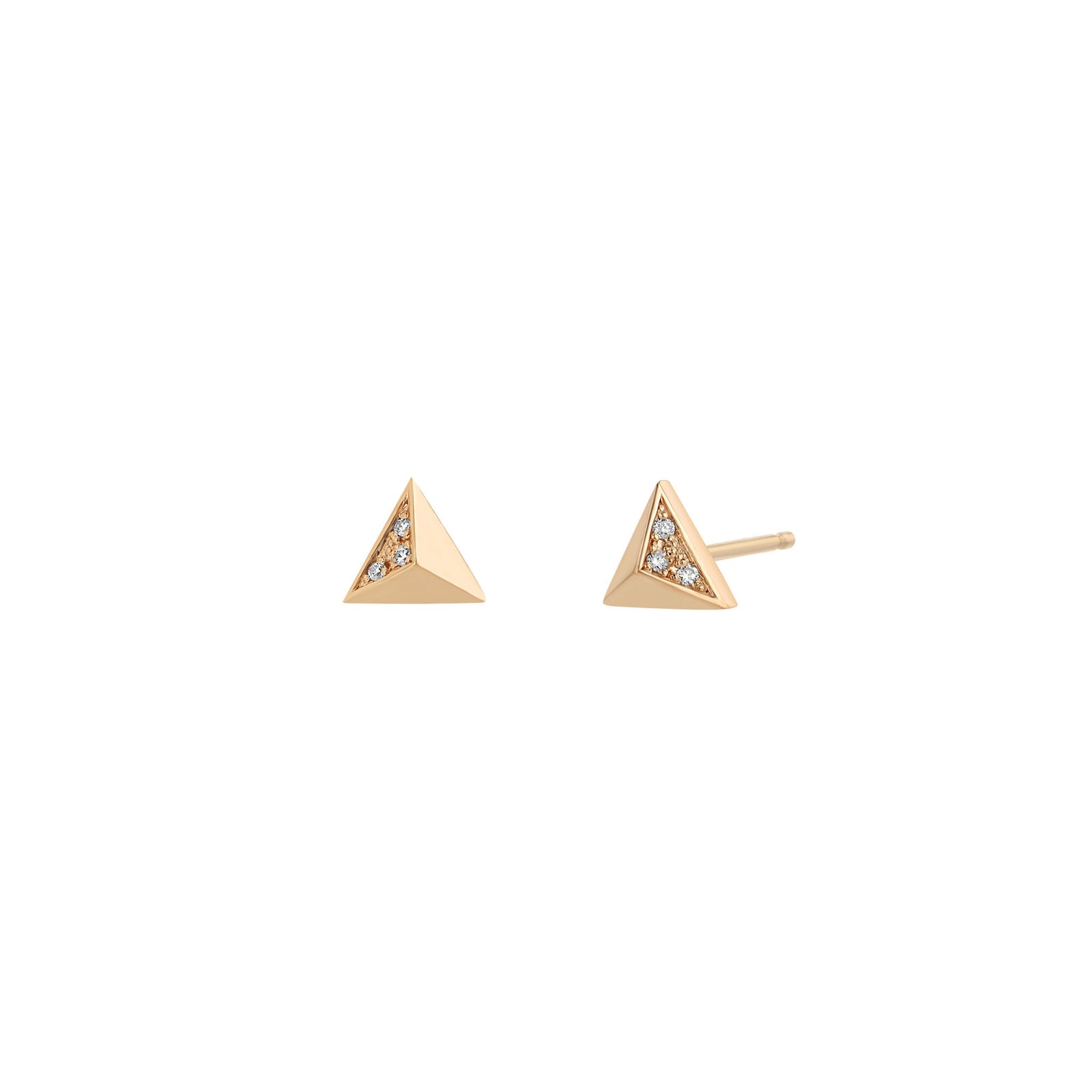 piroo Zoë Chicco 14k Gold Pavé Diamond Triangle Pyramid Stud