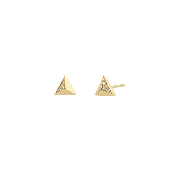 Zoë Chicco 14k Gold Pavé Diamond Triangle Pyramid Stud Earrings